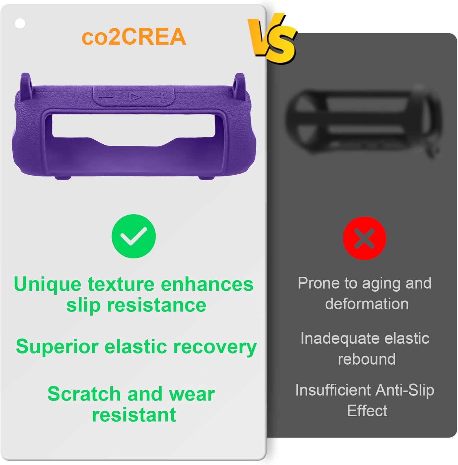 co2CREA Silicone Case for JBL Flip 7 Portable Waterproof Speaker, Portable Travel Soft Cover with Shoulder Strap, Protective Skin Case (Purple Case Only) - Image 6