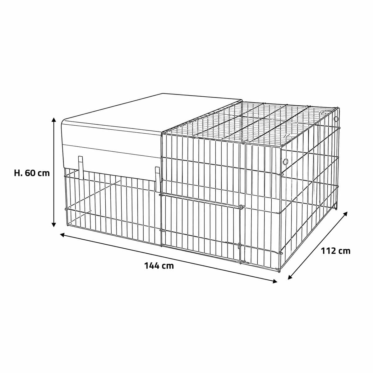 Kerbl Pet Recinto 144 x 112 x 60 cm zincato con protezione solare