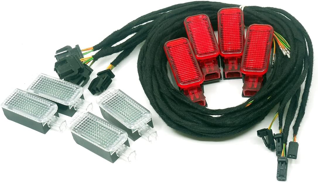 Car Interior Door Warning Light Panel Lamp+Wire Harness Compatible with Audi Q5 TT A3 S3 A4 A5 A6