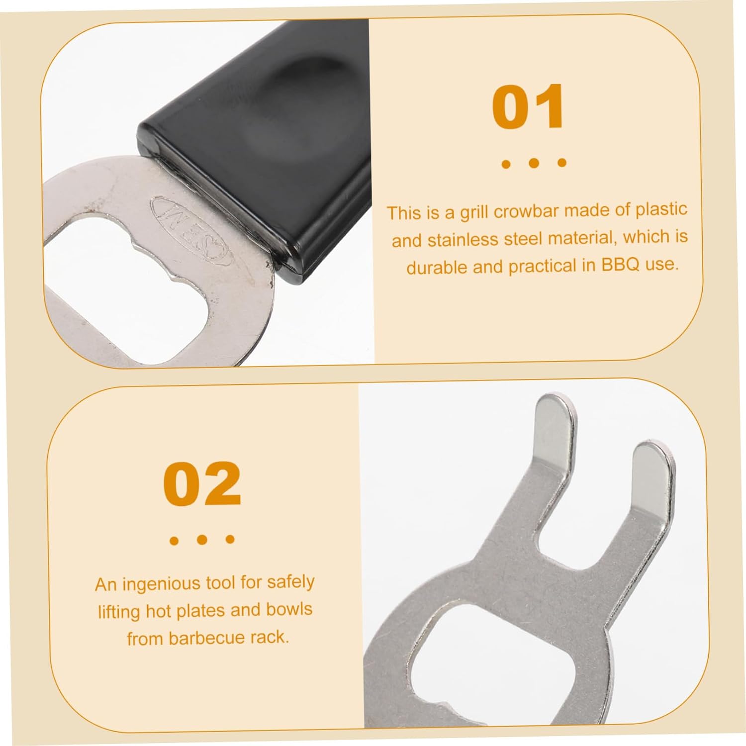 Unomor Stainless Steel Grill Gripper with Plastic Handle and Bottle Opener