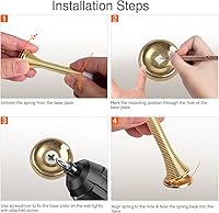 Vista 16 de Paquete de 6 topes de resorte para puerta, color blanco, 3-1/4 pulgadas, flexibles con puntas de parachoques de goma blanca