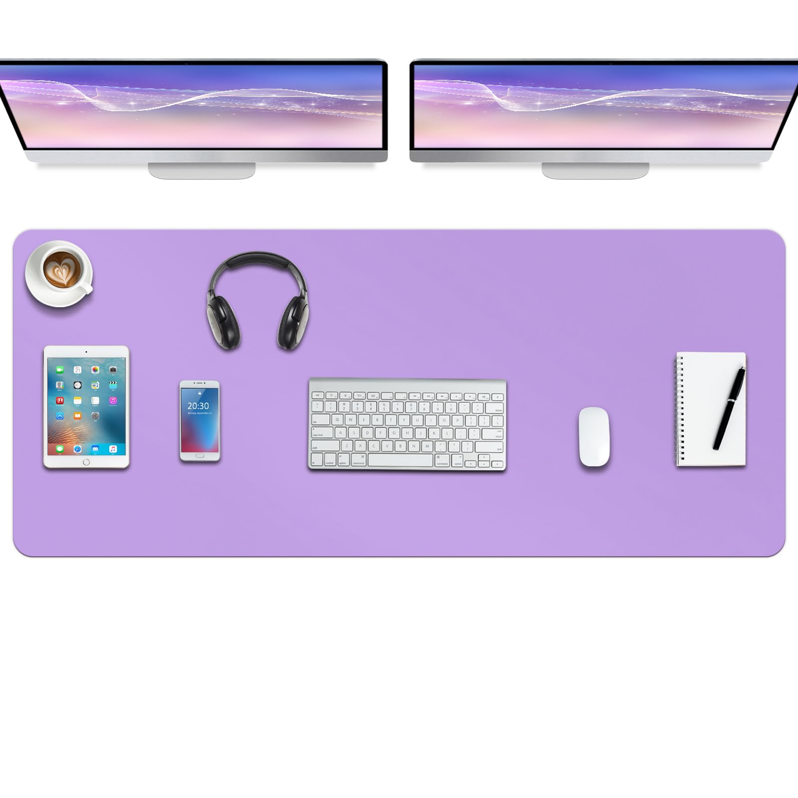 Boutilon Leather Desk Mat, 47"x 24" XXX Large Business Desk Pad, Waterproof, Purple — image 1