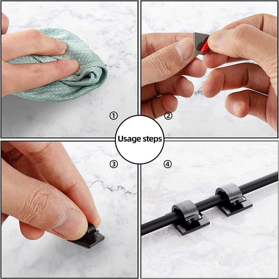 Miniatura 8 de 100 clips organizadores de cables (pequeño, mediano, grande), soporte de alambre para gestión de cables, clips de luz al aire libre, ganchos de luz