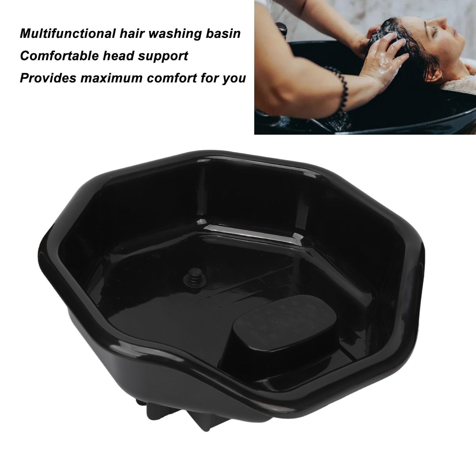 Haarwaschbecken, Shampoo-Schüssel, 5 Stück, ergonomische Kopfstütze, tragbar, leicht, für Salon, Spa, Zuhause, Haarpflege, Behandlung, Kunststoff, Gummi
