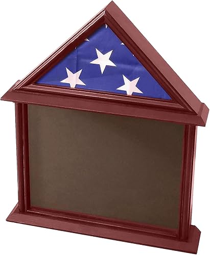 Miniatura 6 de Vitrina de bandera de 3x5 con certificado y soporte para documentos con acabado mango