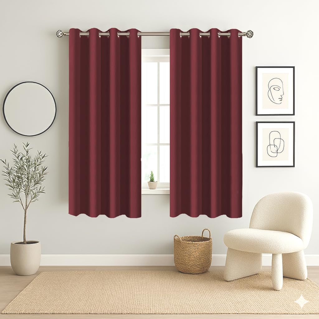 Homestan Blackout Window Curtains 5 Feet Long Set of 2, Mulberry