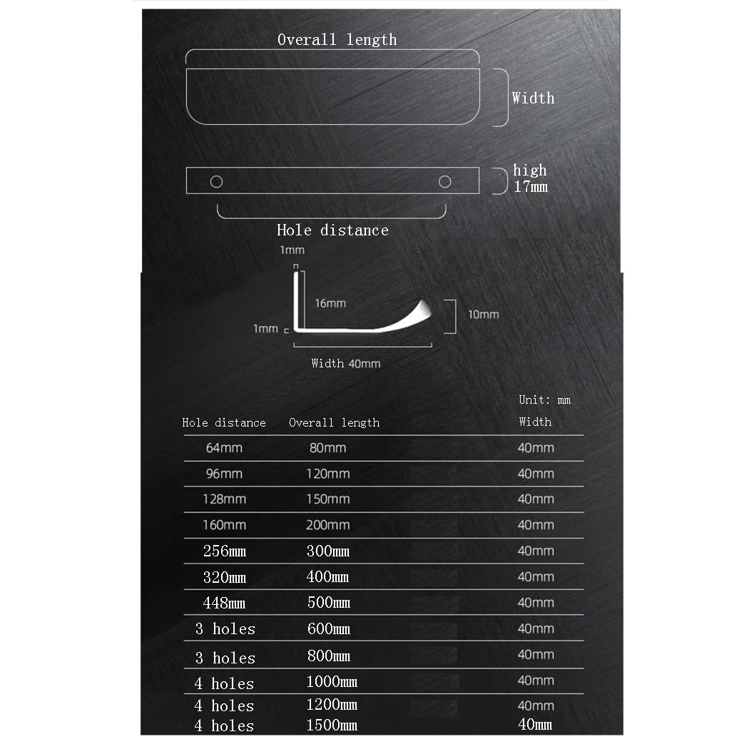 Ukryte uchwyty do szafek, stop aluminium Niewidoczna klamka drzwi Szafa Szafka kuchenna Szuflada szafki czarna 2 sztuki(Hole distance 256mm)