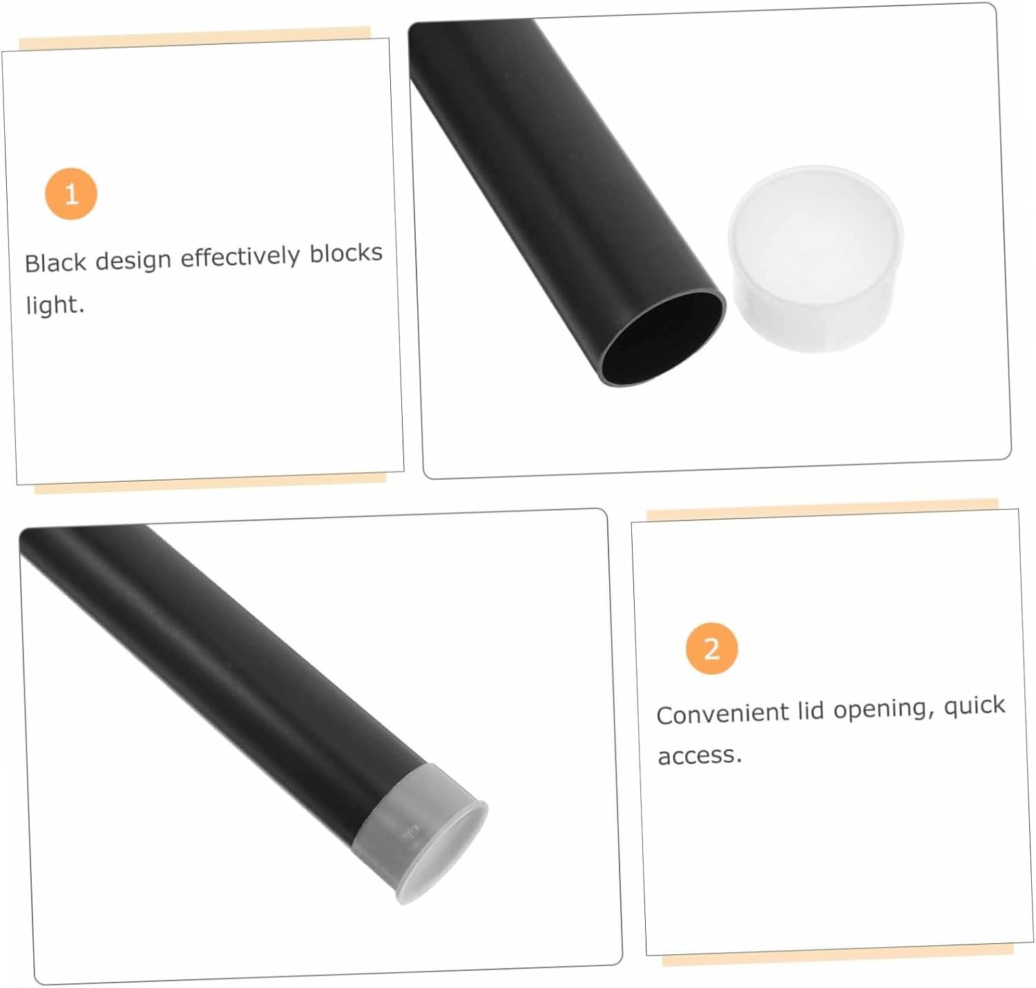Xmas 10pcs Black Plastic Mailing Tubes with Lid, Cylindrical