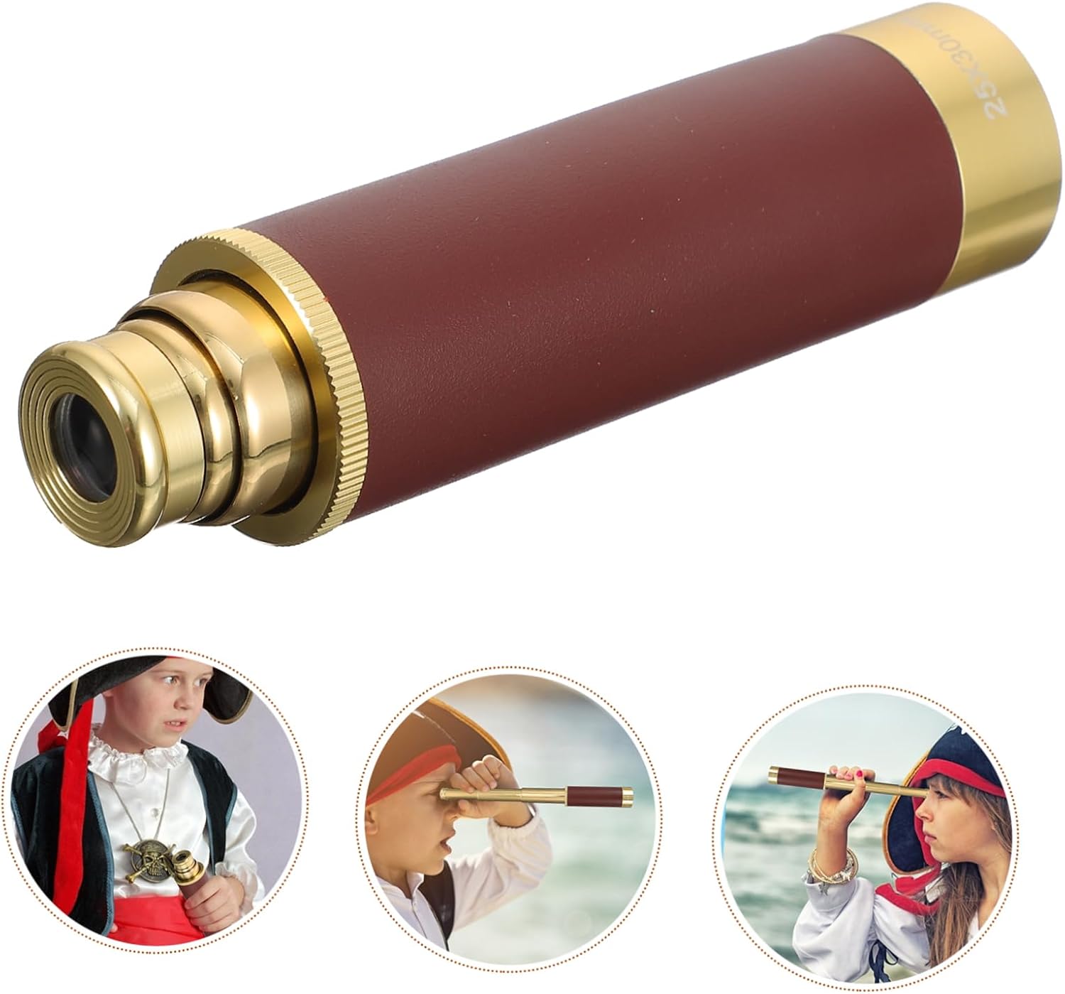 Lurrose Retro Pirate Telescope Stretch Pirate Binoculars Magnification Nautical Accessory for Adults