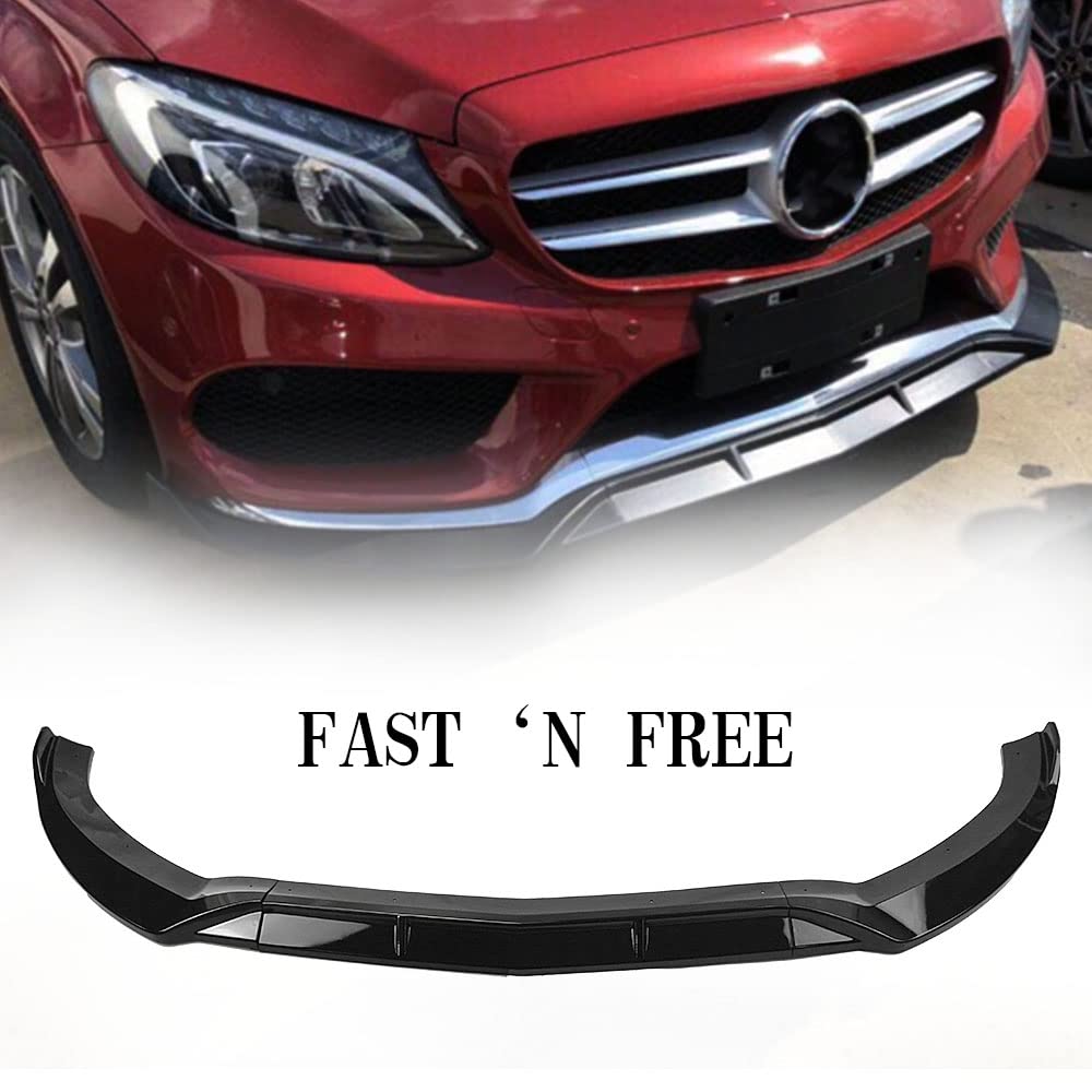 Drążek przedni, spojler do Mercedes-Benz W205 klasa C C180 C250 C300 C400 2015-2018, czarny, tworzywo sztuczne, błyszczący czarny