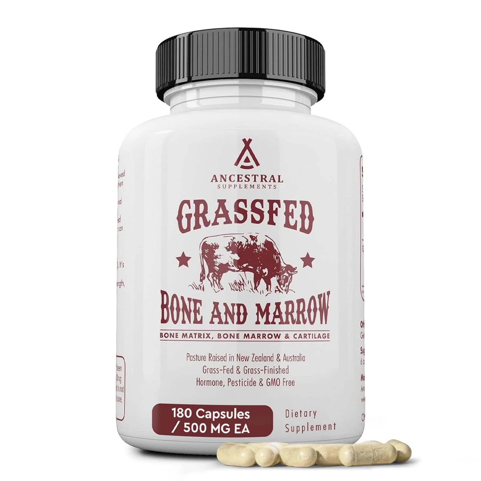 Ancestral Supplements - grasgefütterte Rinderknochen & Knochenmark - 180 Kapseln