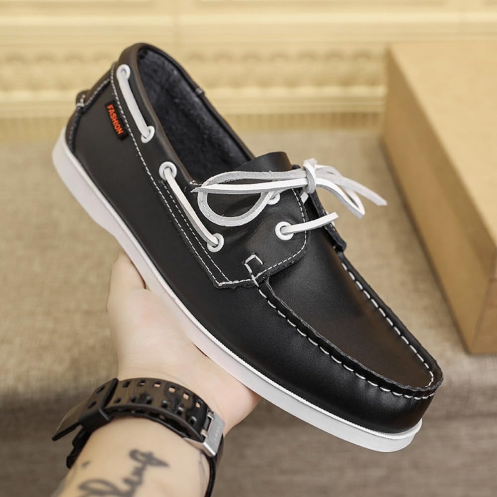 Herren Damen Bootsschuhe Leder Boat&Deck Schuhe Classic Segelschuhe Freizeitlederschuhe Große Größen 46 47 für Freizeit und Business Elegante Herrenschuhe