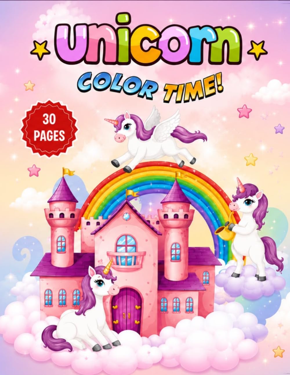 Unicorn Coloring Book for Kids: 30 Magical Unicorn Coloring Pages with Fun Quotes for Girls Ages 4-8