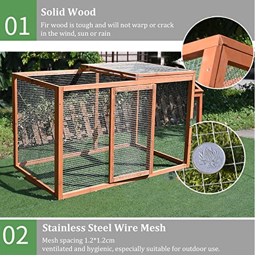 DHYBDZ Geflügelkäfig im Freien, Hühnerstall aus Holz mit Auslauf und abschließbarer Tür, Haustierstall für Garten… – Bild 4