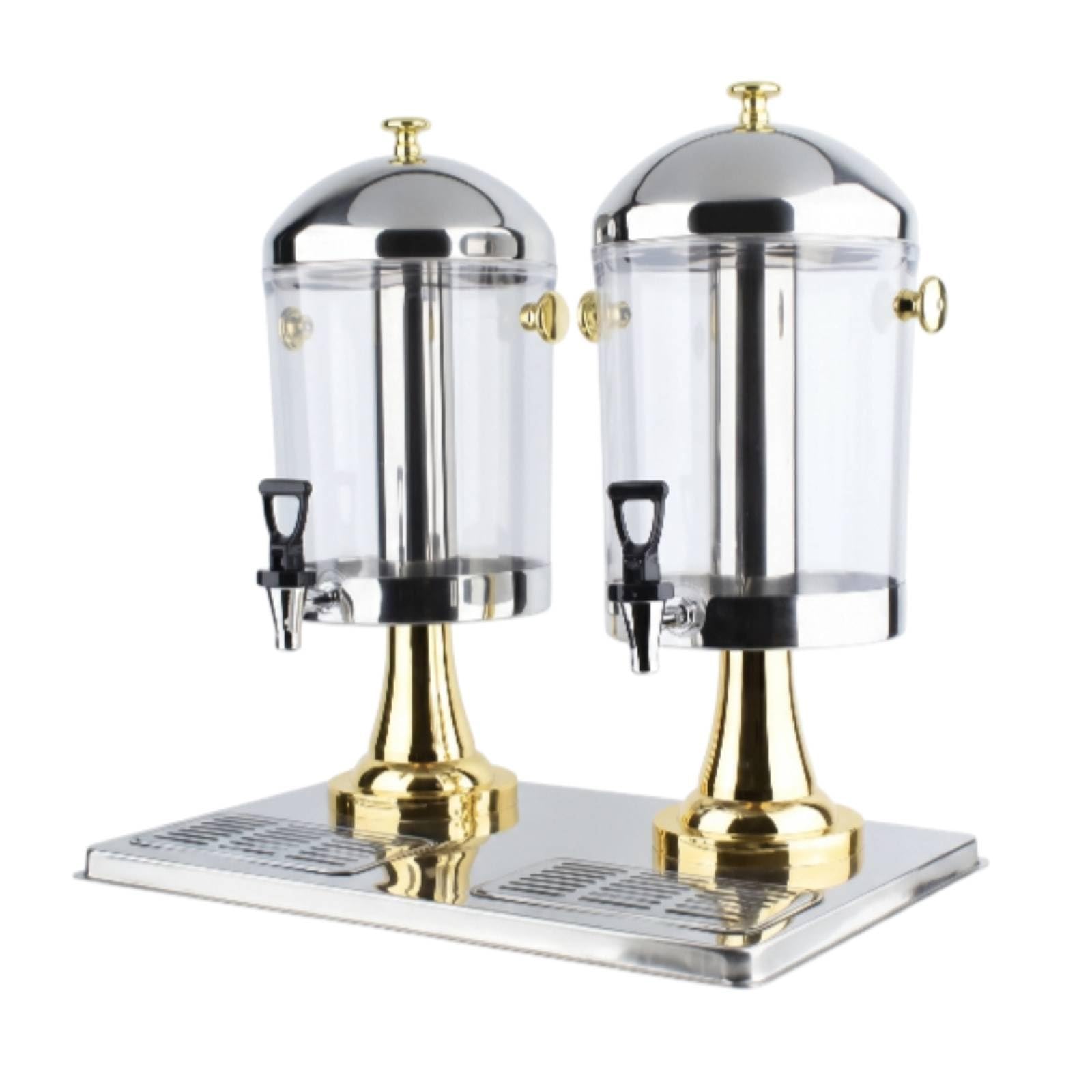 Distributeur Jus à Deux Têtes Double Couvercles Bombés Machine Boisson Équipement Restauration, Gold, B Double 16L