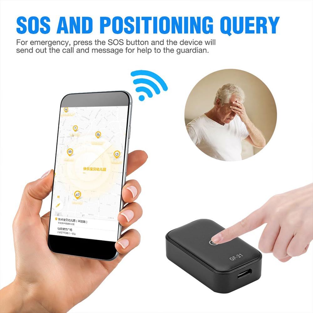 Mini traqueur GPS Dispositif de Suivi caché sécurité des Enfants âgés traqueur de localisation positionneur d'alarme Anti-Perte Prend en Charge Les Modes de positionnement GPS (GF21)