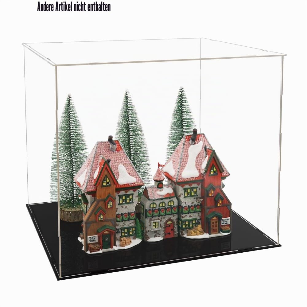 Odoria Vitrine Klare Kasten: 40 cm Breit für Helme, Schiffe, Flugzeuge - Acryl-Glas-Schutz für 12-Zoll-Figuren - Transparente Lagerung für Modell-Sammlerobjekte, Montage Erforderlich