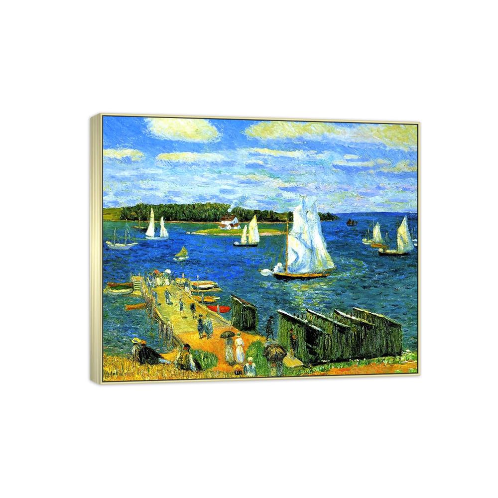SDYSKKUG William Glackens Canvas Wall Art Prints for Living Room. Bay 35x30cm Silver Frame