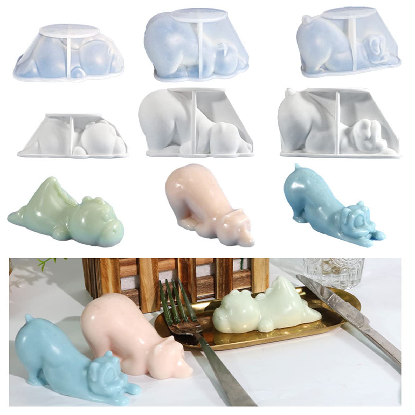 Bear Dinosaur Dogs Silicone Mold Fondant Mousse Cake Decorating Mold Baking Tool For Making Chocolate Candy Soap