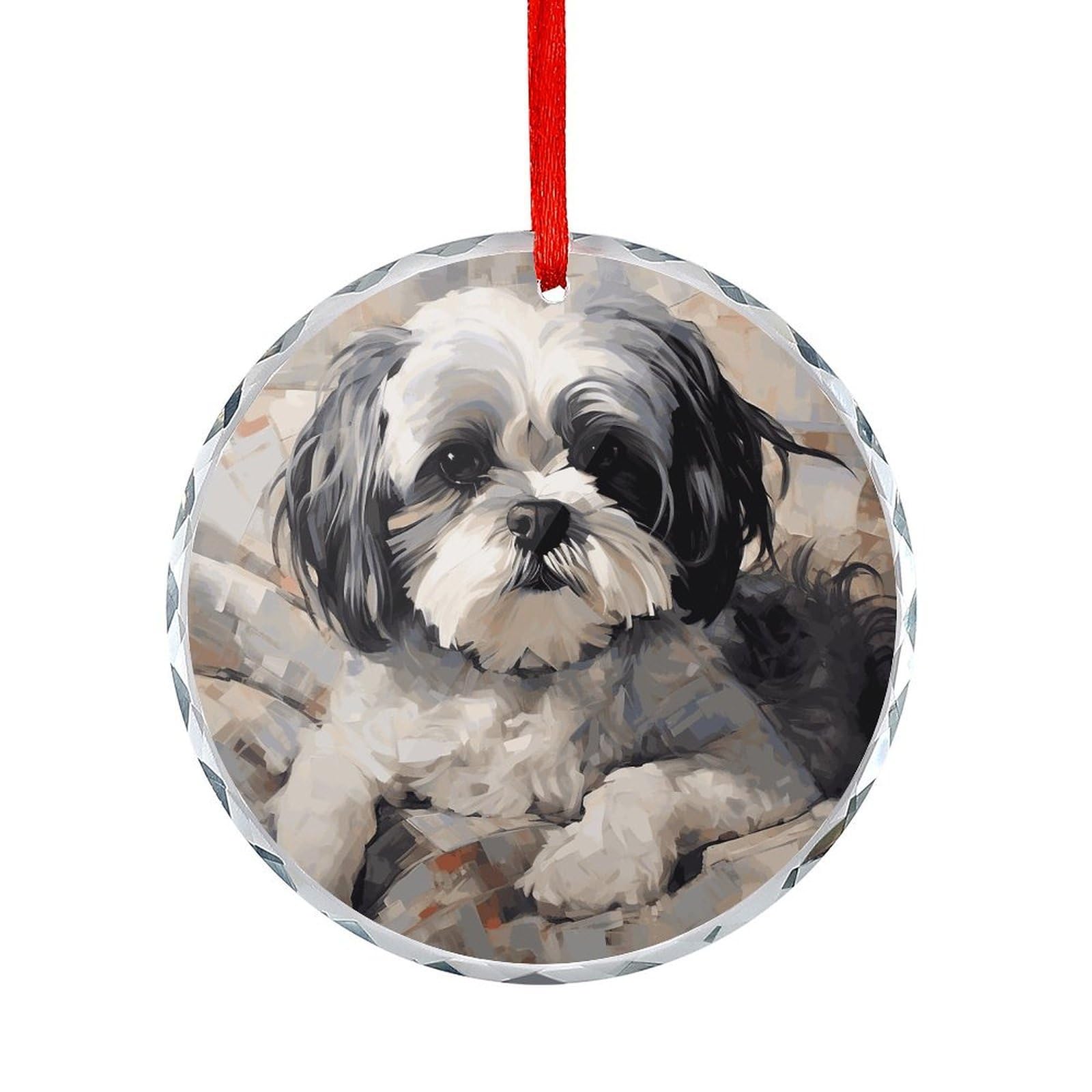 Btcowzrv Style Shih Tzu Round Ornament Hanging Pendant Decor