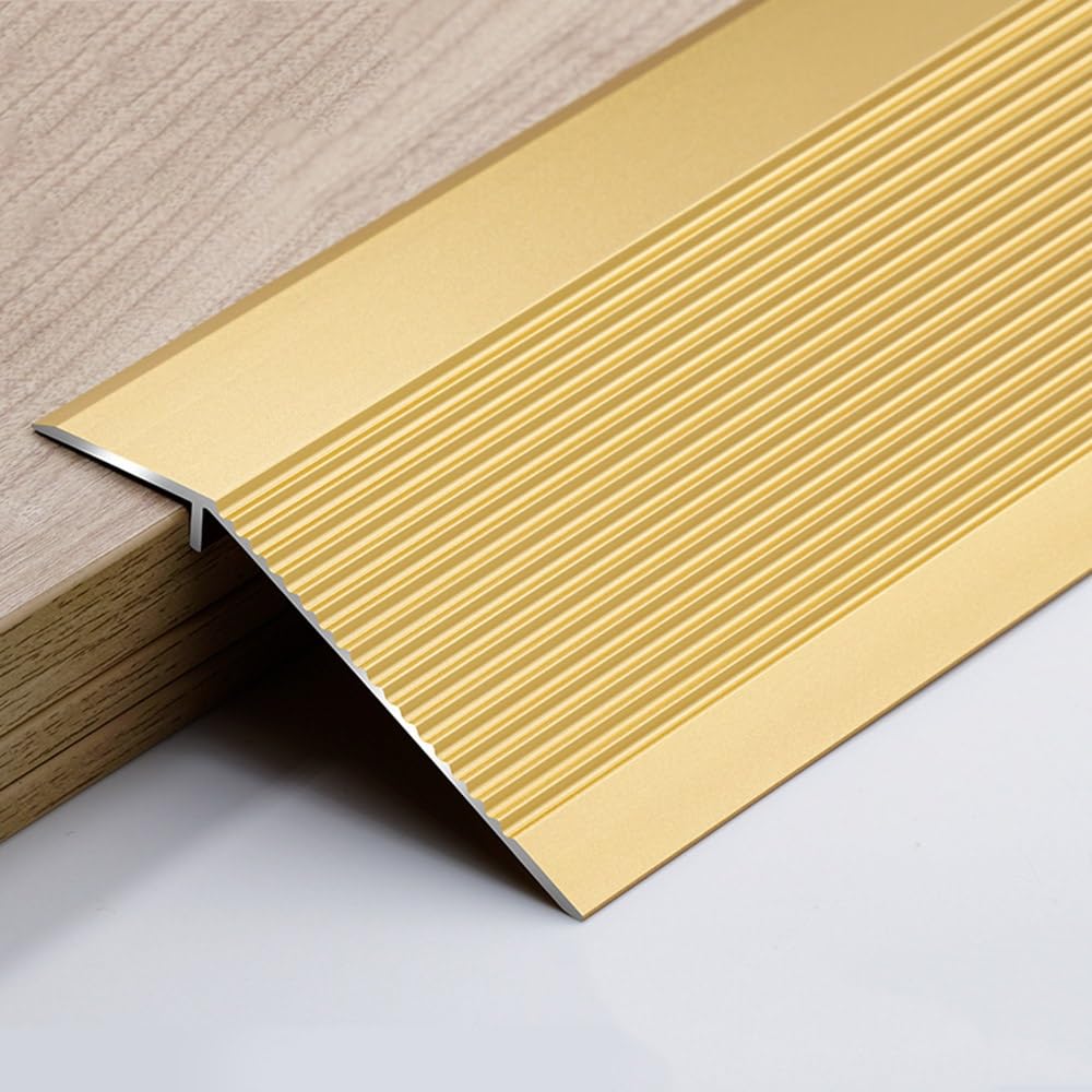 35,4-calowa aluminiowa listwa przejściowa podłogowa Metalowa rampa progowa Samoprzylepna listwa wykończeniowa do drzwi Płyta dla wózków inwalidzkich Podłogi drewniane(Gold,W100mm)