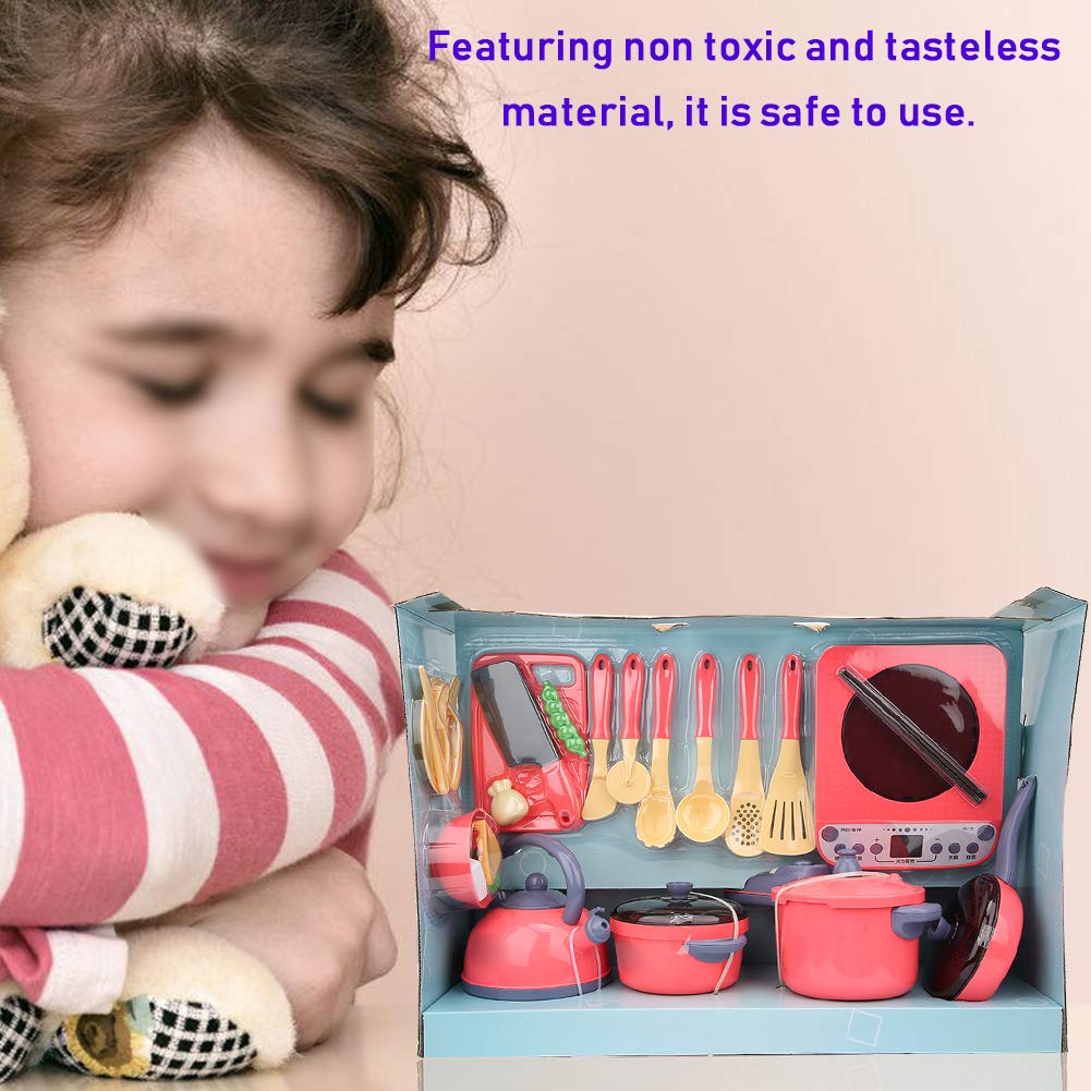 Mini Plastikowy Zestaw Kuchenny do Stymulacji do Kreatywnej Zabawy w Udawanie z wiedzą kulinarną dla Dzieci Powyżej 3 życia (Czerwony)