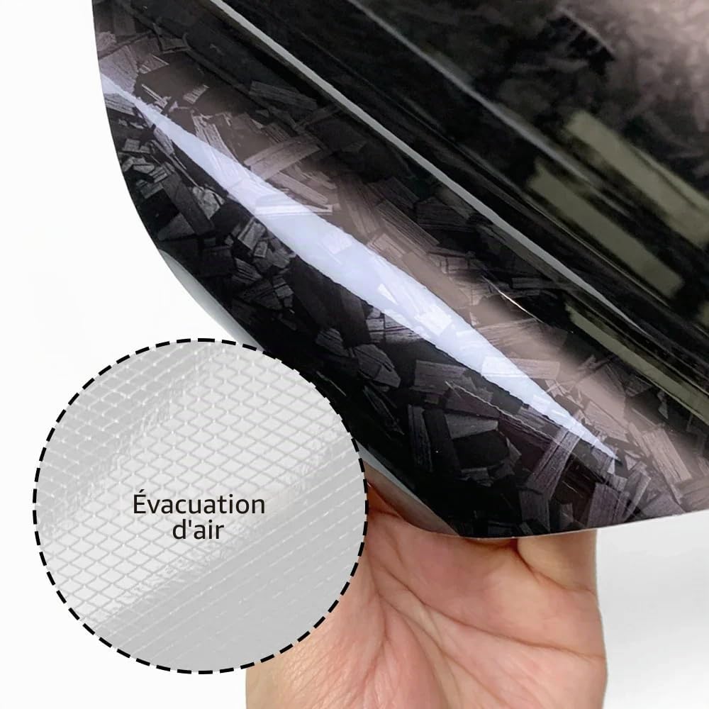 Film de carbone forgé, 150 x 40 cm, film vinyle autocollant pour tuning automobile, film de carrosserie brillant, autocollant de moto, accessoires de voiture (noir)