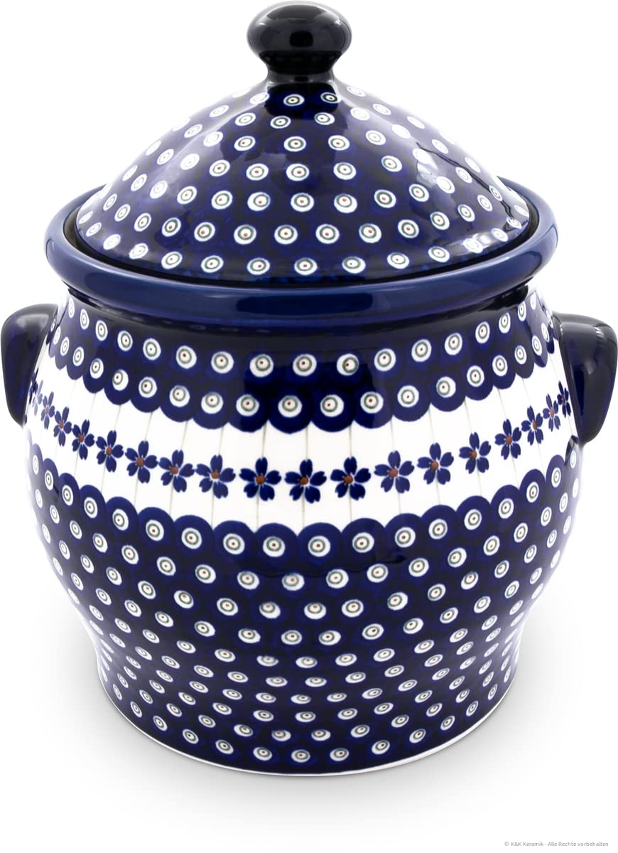 Bunzlauer keramik Original 5 Liter Kartoffeltopf Mehrzwecktopf Keramiktopf mit Deckel und 6 Belüftungslöcher (GU-1101/166a)