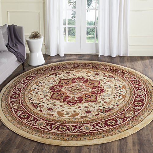 Safavieh Lyndhurst Collection LNH330A Traditional Oriental Medallion Ivory and Red Round Area Rug