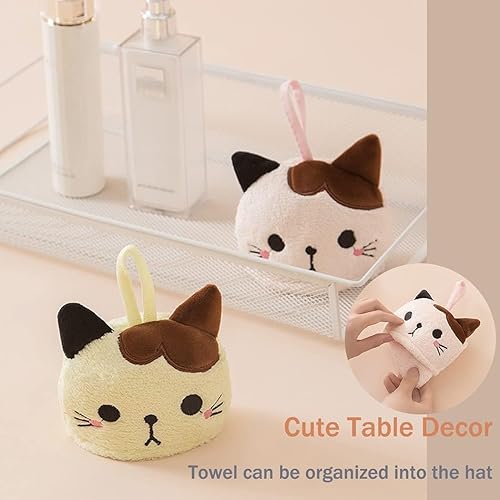 Miniatura 5 de Paquete de 3 bonitas toallas de mano, toallas de baño con lazo para colgar, toalla de mano para niños, animales, toalla de mano absorbente de vellón