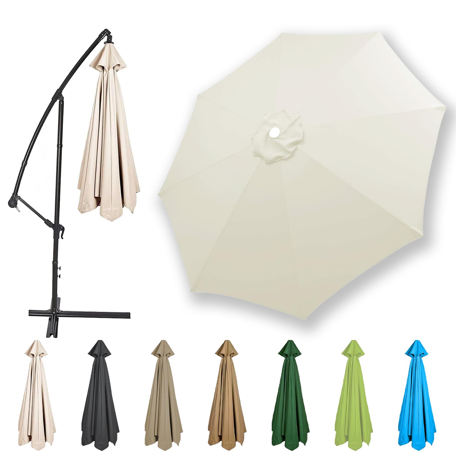 Toldo De Recambio De Sombrilla 2,7m/3,0m/3,5m/4,0m para 6/8 Brazos, Cubierta De Sombrilla De Tela De Repuesto, para Jardín, Patio, Terrazas, Playas
