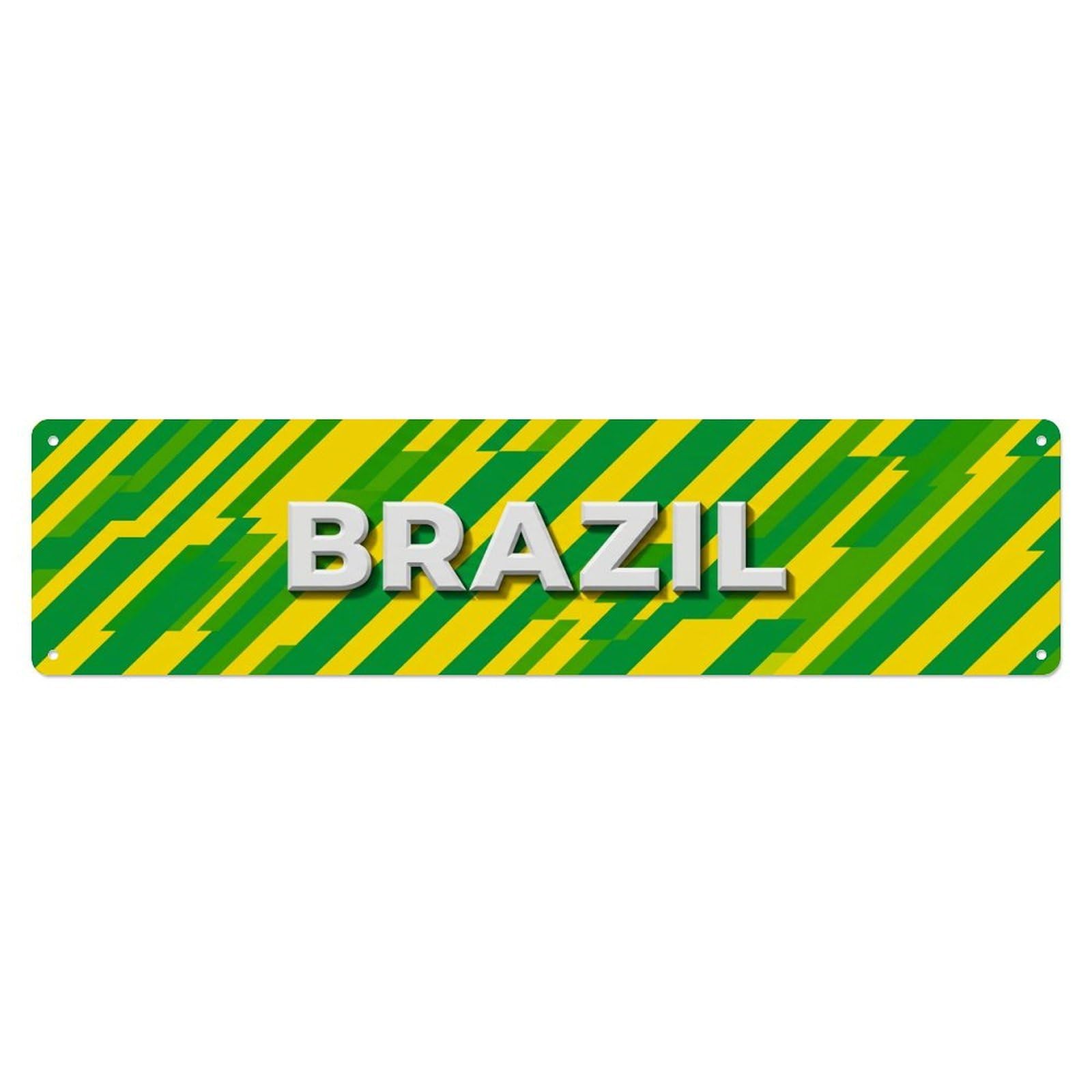 Vintage Brazil Flag Pattern Metal Tin Sign
