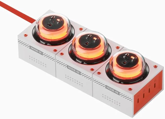 GENKI Moonbase 240W GaN Desktop Charger, Power Strip 7-Port Power Hub with 3 AC Outlets & 4 USB-C Ports (140W Max), Compact Design for Laptop/MacBook/Phone/Gaming Devices (Moonlight)