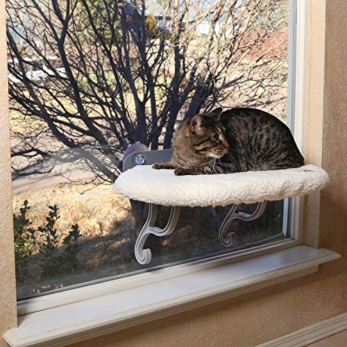 K & H K&H Pets, Universal Mount Kitty Sill, Couchette À Capote pour Chat À Monter sur Fenêtre, Support Universel, Polaire pour Chat