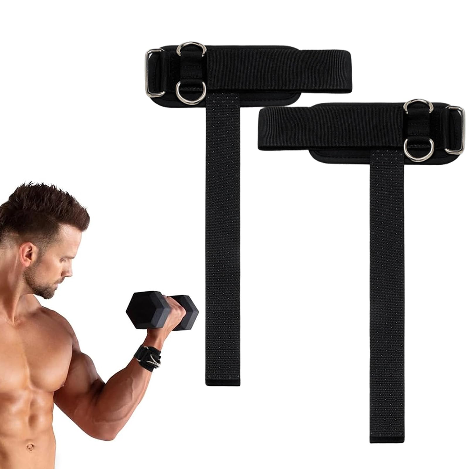 2pcs Weight Lifting Straps with Cuffed D Ring, Anti-Slip Lifting Straps for Deadlifts, Bodybuilding, Wrist Support, Heavy Duty Thick Comfortable Lifting Straps, Secure Fit, Enhanced Grip