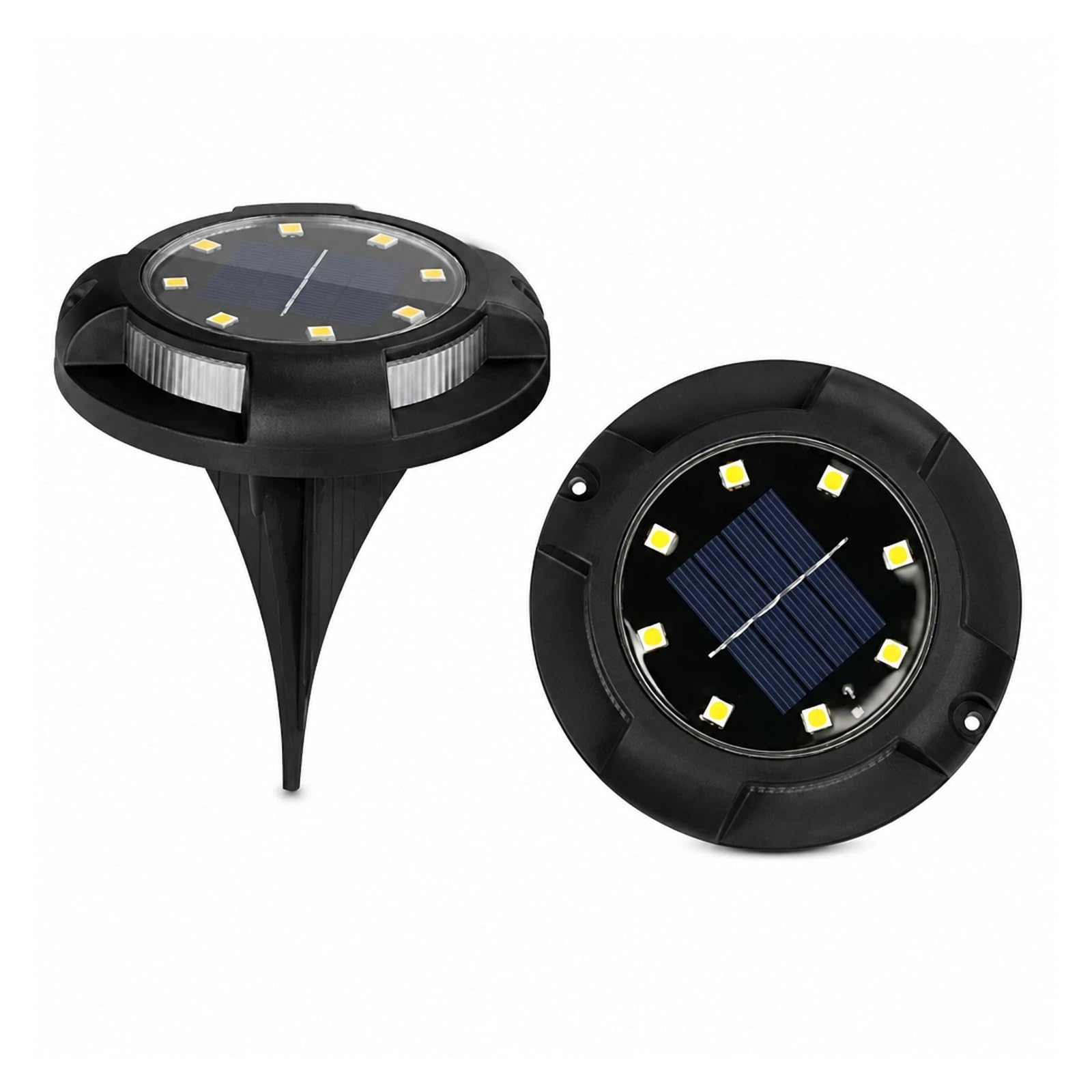 Luci Solari da Terra, Confezione Da 4 Luci Solari A Disco 12 LED Per Giardino Esterno Sotterraneo per passerella da patio(4pcs Warm 4 RGB)