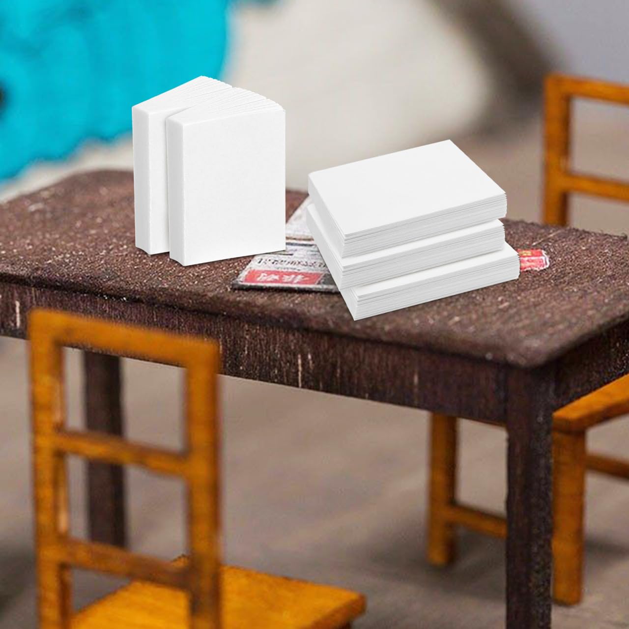100Pcs Miniature White Blank Books For Dollhouse – 1:12 Scale Tiny Bookshelf Decorations - View #5