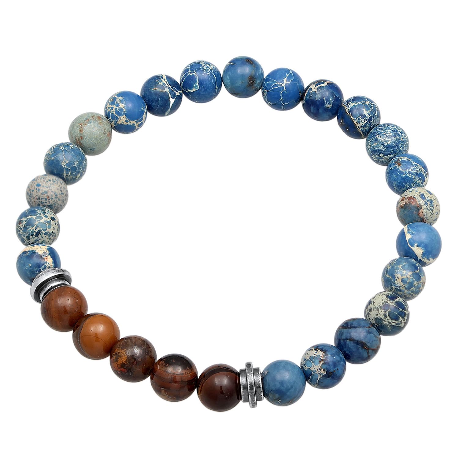 Kuzzoi Buddha Herren Armband Naturstein Perlen 8 mm und 925 Silber Beads