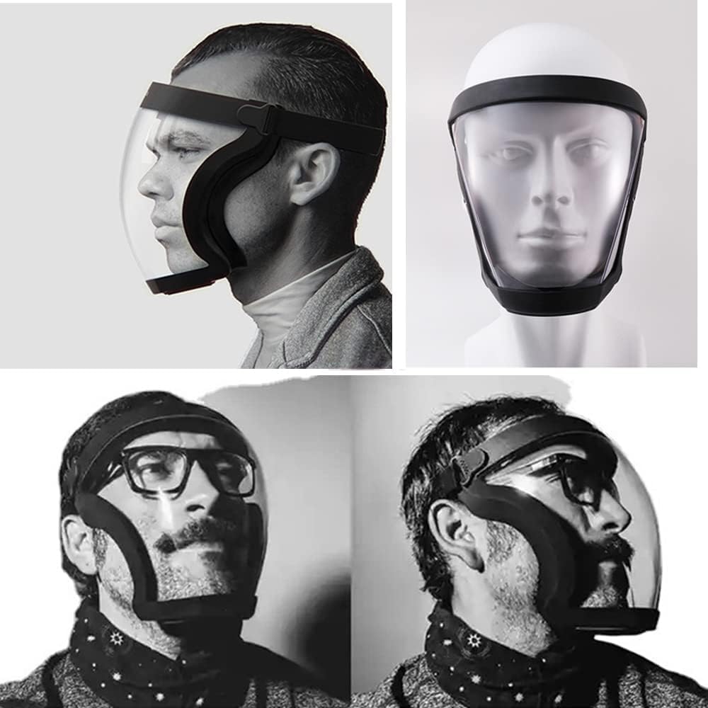 Vsier - Protector facial de plástico (2 unidades) - Equipo de protección facial completo para adultos unisex y adultos, reutilizable, antivaho, transparente, con correa ajustable