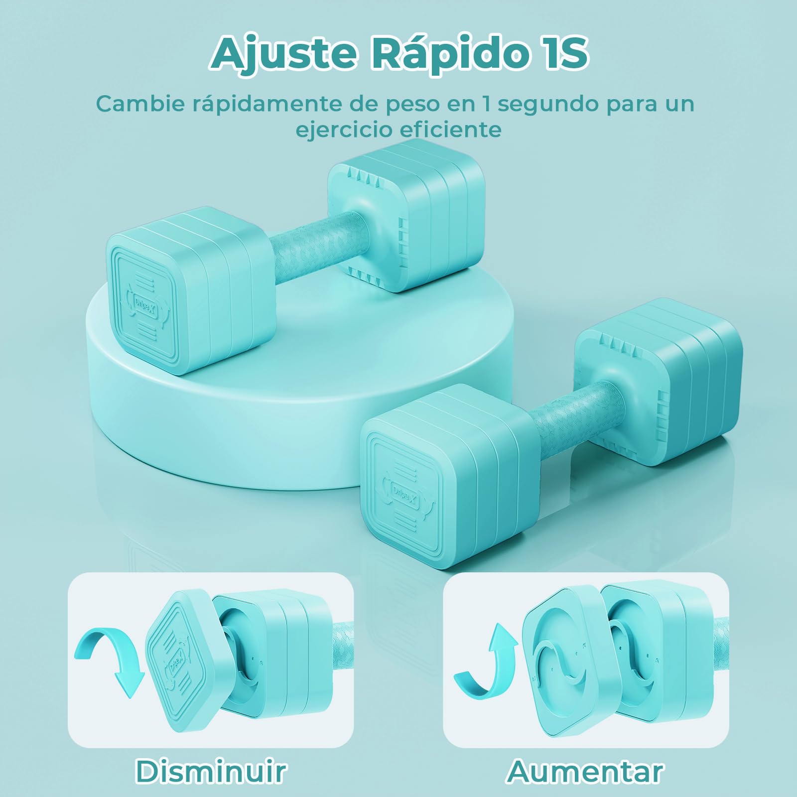 Dripex Mancuernas Ajustables de 2,5 kg/5 kg/7,5 kg/10 kg, Juego de Pesas con Mango Antideslizante para Mujeres Hombres Pesas Ajustables para Fitness Gimnasio en Casa