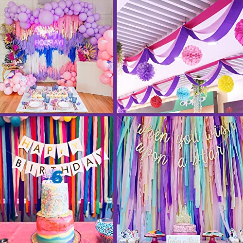 Image of Purple Crepe Paper Streamers 8 Rolls 656 ft Crepe Paper Decorations for Birthday Party, Baby Shower or Reunion (Purple Gradient)