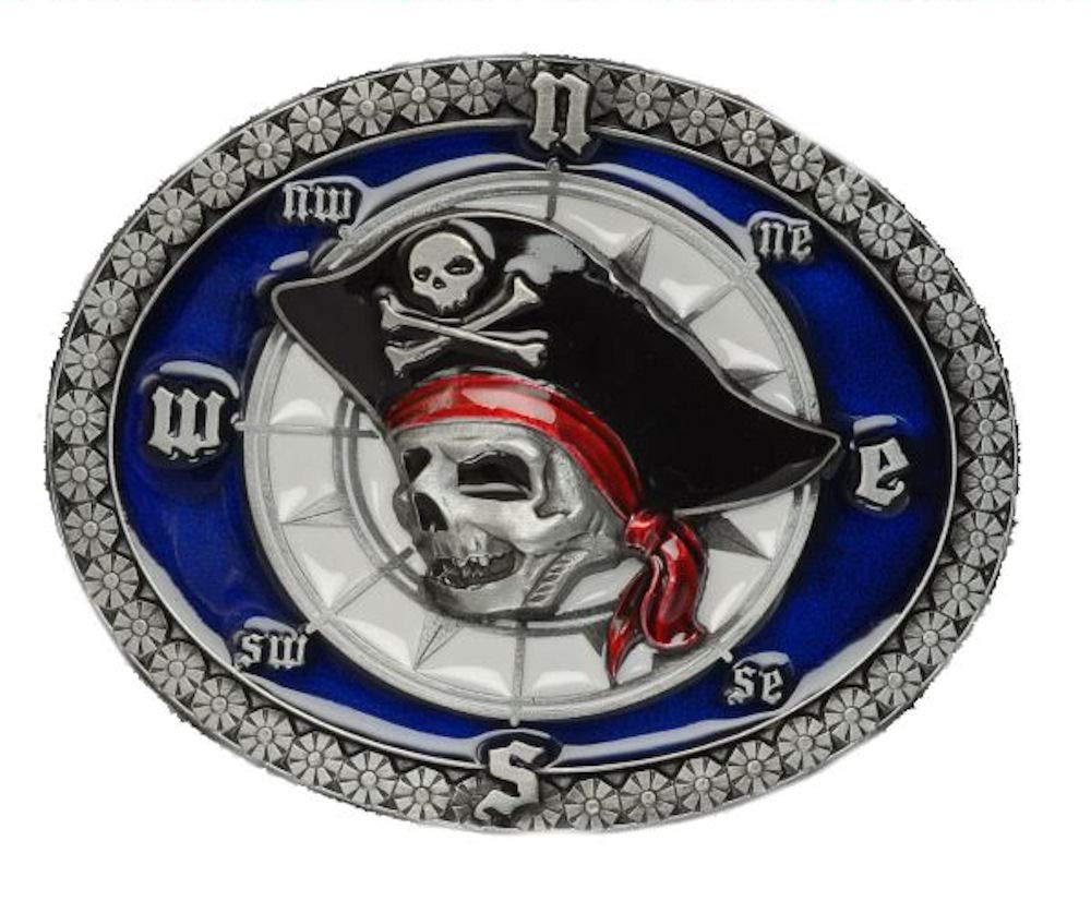 Tanside Men's Multicoloured Ltd Pirate Skull & Compass Belt Buckle