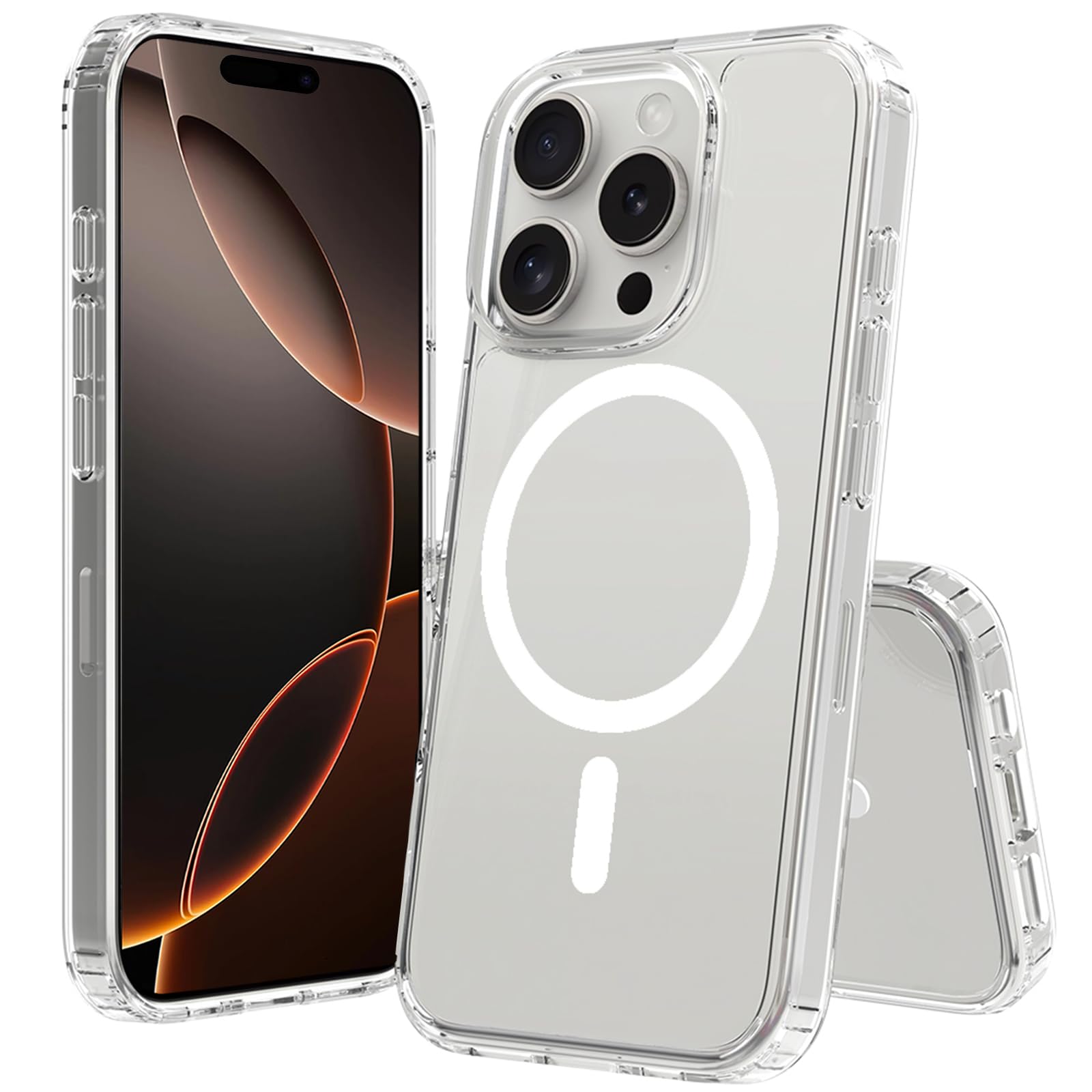 Magnetic for iPhone 16 Pro Case Mil-Grade Drop Protection Compatible with Magsafe Shockproof Slim Transparent Protective Phone Case