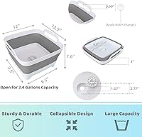 Vista 2 de Lavabo plegable para biberones, contenedor portátil de 2.4 galones para fregadero de campamento de caravana, tina de cocina que ahorra espacio (gris)