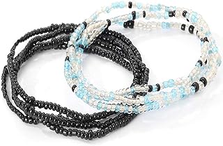 ريتان سلسلة للجسم من الخرز بنمط بوهو متعددة الطبقات، سلاسل بيكيني للبطن والخصر، اكسسوارات مجوهرات للجسم للشاطئ للنساء والفتيات (J-2 قطعة)