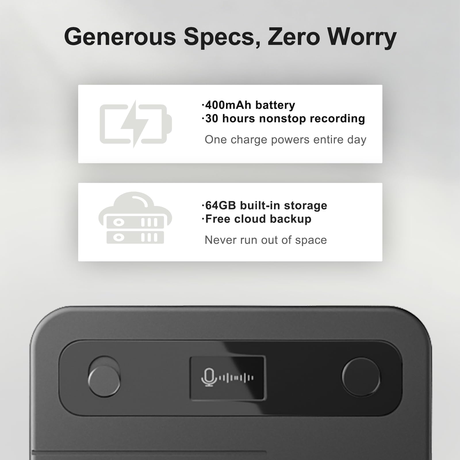 Note Pro AI Voice Recorder, 64GB AI Recorder mit Transkription, Echtzeitübersetzung 100 Sprachen, AI-Meeting-Minuten & Mind Maps, magnetisches Design, 400-mAh-Akku