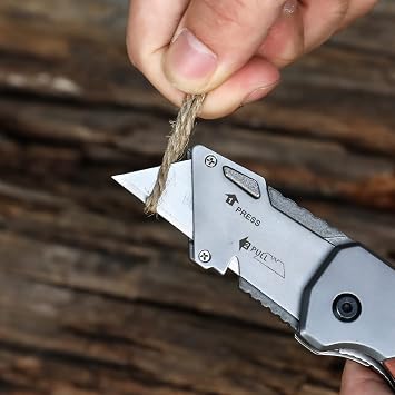 WORKPRO Utility Knife, Utility Knife, Folding Cutter, Liner Lock, Wood Handle, Belt Clip, SK5 with 10 Replacement Blades