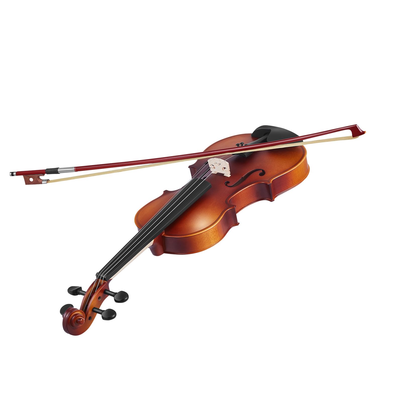 VEVOR Set di Violino 355 mm Set Completo per Violino con Custodia Rigida, Colofonia, Archetto, Spalliera, Ponticello, Accordatore e Corde Extra, Strumenti Musicali per Adulti, Studenti, Marrone Opaco