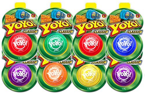 JA-RU Classic Yo Yo for Kids and Adults (8 Yoyo Toys Assorted Color) Professional Yoyo for Beginners. Responsive & Auto Return. 90s Toys Nostalgia. Bulk Party Favors. 1986-8p