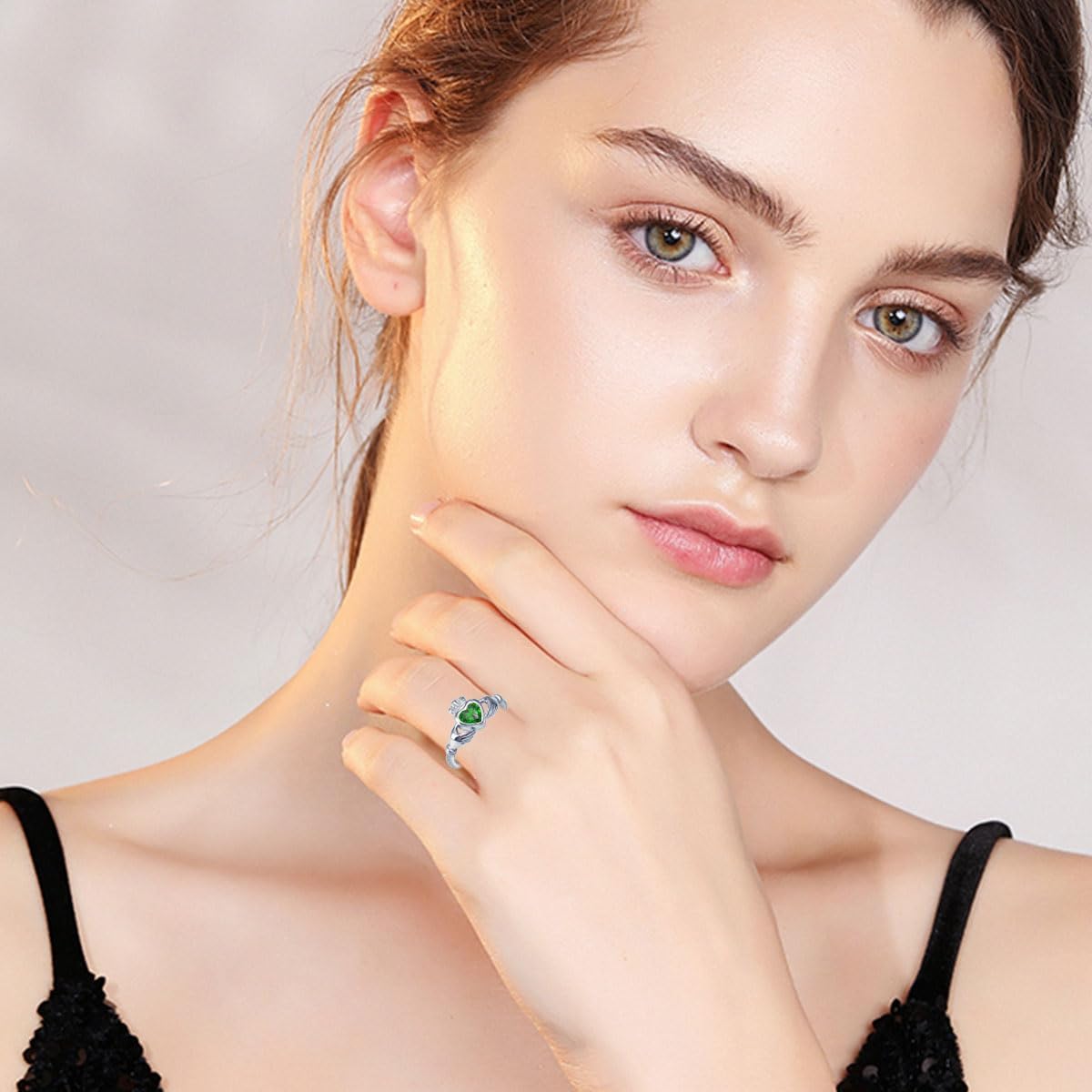 Sterling Silver Claddagh Ring for Women Celtic Irish Claddagh Birthstone Engagement Promise Ring - Image 5